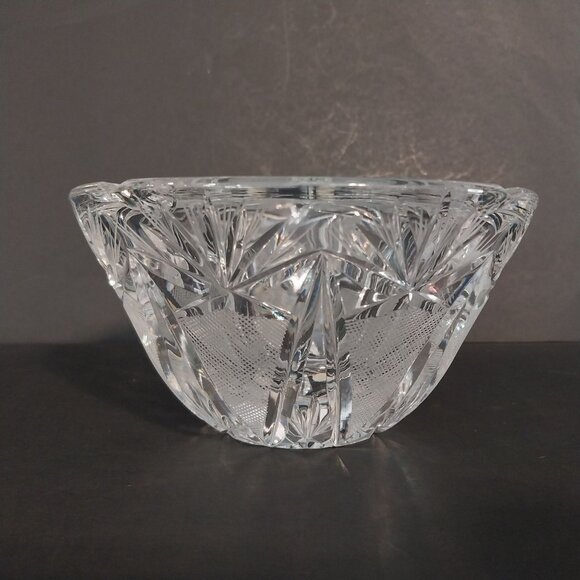 Vintage Cut Crystal Ornate Clear Glass Ashtray Heavy - Picture 2 of 8